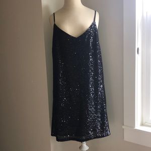 Black sequined Banana Republic slip dress